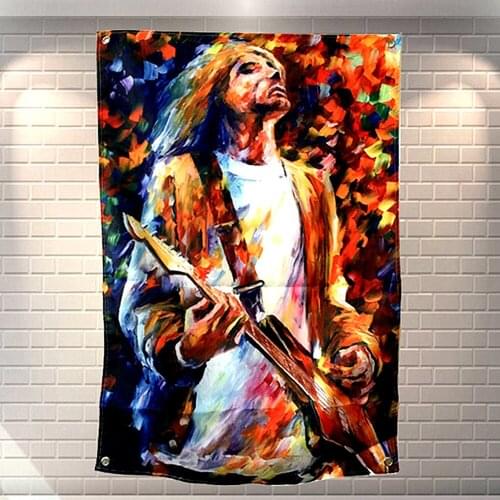 Rock and Roll Band Singer Music Poster Bedroom Living Room Home Decor Wall Art Hanging Flag Banner Tapestry Cloth Printing A