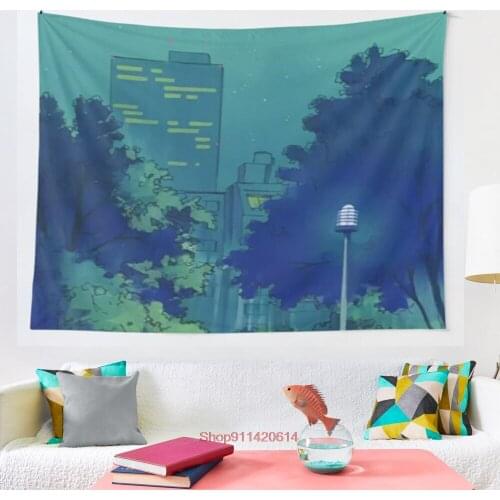 Sailor Moon Background Park City at Night tapestry Wall Hanging Tapestries for Living Room Bedroom Home Decor