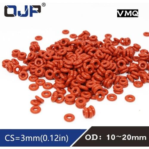 10PCS/lot Red Silicon Ring Silicone/VMQ O ring OD10/11/12/13/14/15/16/17/18/19/20*3mm Thickness Rubber O-Ring Seal Gaskets