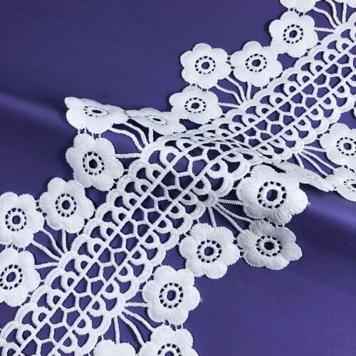 10yard 13.3cm Symmetrical Floret Bar Code White African Lace Fabric Dress Accessories Women Clothing Skirt Sewing Trim Diy Deco