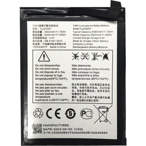 Original smartphone battery for Alcatel 1S (5024D) (3.8V, 3060 mAh, TLP030K7)