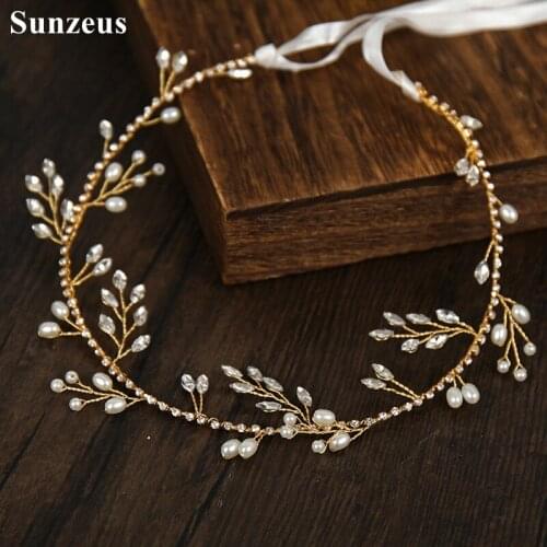Rhinestones Leave Shape Bridal Headband Pearls Hair Jewelry for Bridal Wedding Accessories accessoire cheveux HD40