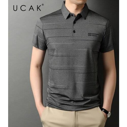 UCAK Brand Classic Turn-down Collar Cotton T Shirt Men Clothes Summer New Fashion Tops Streetwear Casual Soft Tshirt Homme U5477