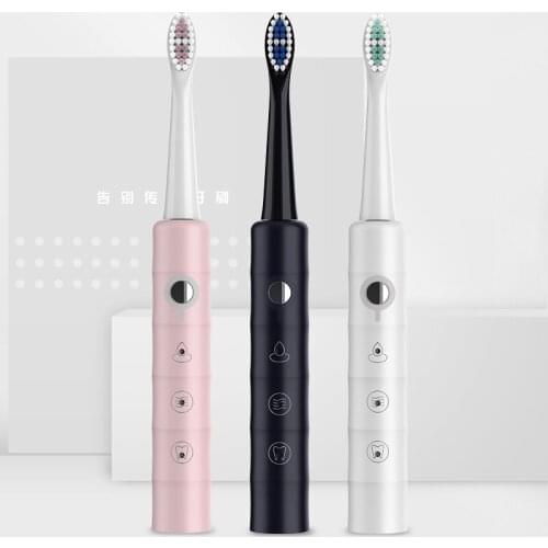 USB Rechargeable Waterproof Sonic Couples Electric Toothbrush 6 Gears Soft Bristle Adult Tooth Brushes Replacement Heads Set