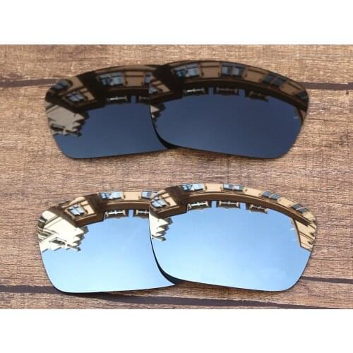 Vonxyz 2 Pairs Stealth Black & Chrome Mirror Polarized Replacement Lenses for-Oakley Fuel Cell Frame