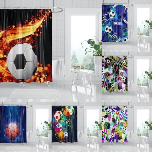 Football Shower Curtain 3d Basketball Print Waterproof Polyester Douchegordijn Bedrooom Curtains штора в душ Home Decoration