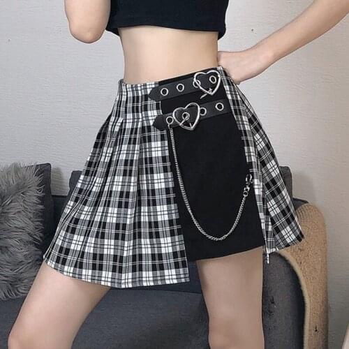 Plaid Punk Mini Skirt Streetwear High Waist Harajuku Rock Women Skirts High Waist Skirt 2021 Pleated Costume Skirt for Goth Girl