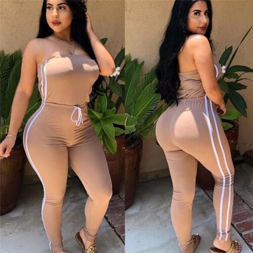 Women Sleeveless Stripe Playsuit Ladies Summer Romper Summer Sexy Club Holiday Casual Long Jumpsuit Trousers