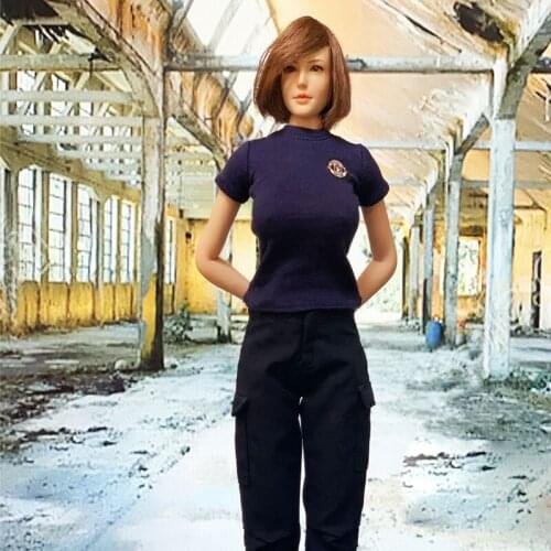 CJG-W026 1/6 Soldier Model Los Angeles Police Woman T-shirt Overalls SWAT Special Police Suit For 12'' Action Figure Body