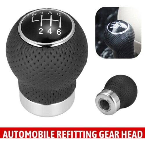 1pc Black PU Leather 6 Speed Manual Car Gear Shift Knob Shifter Lever with Screws Hex Key Universal Car Accessories