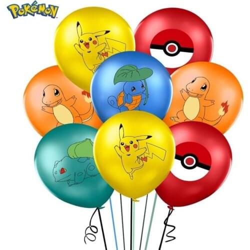 10pcs/pack Cartoon Pokemon Pikachu Helium Balloon Children 's Birthday Party Decoration Balloon Kid Toy Children 's Day Kid Gift