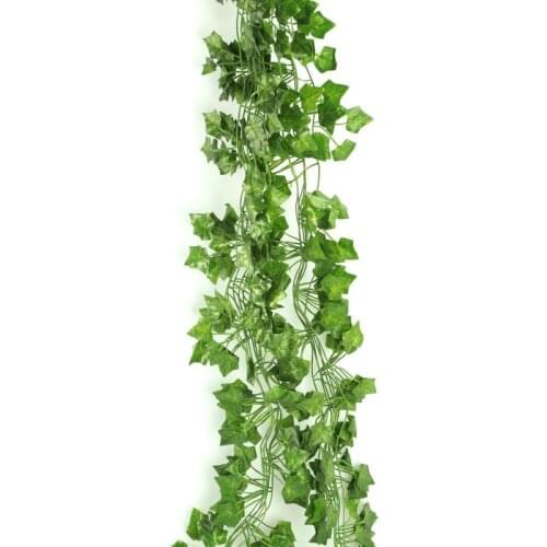 12pcs/set Artificial Rattan Creeper Sweet Potato Leaf Hanging Wall Decor Fake Faux Greenery Vine Leaf Garland Courtyard Ornament