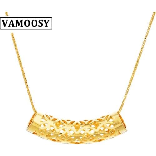2019 Fashion Carved Hollow Pendant Necklace no chian Shiny 24K Gold Color Pendant Vintage Jewelry Student Bling Jewelry Gift