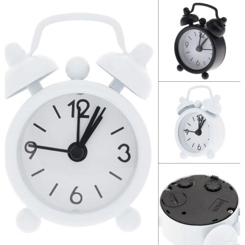 40mm Mini Home Outdoor Portable Cute Metal Small Round Desk Alarm Clock with Button Battery