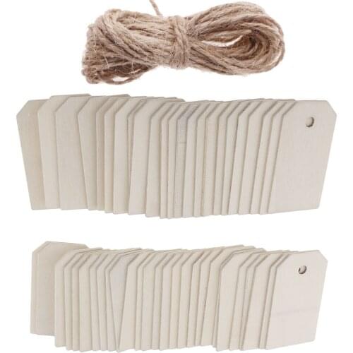 50 Pieces Wooden Gift Tags Blank Wooden Hanging Label Embellishments for Christmas Party Hanging Decoration