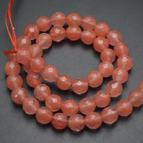 6mm~12mm Faceted Red Cherry Quartz Stone Round Loose Beads