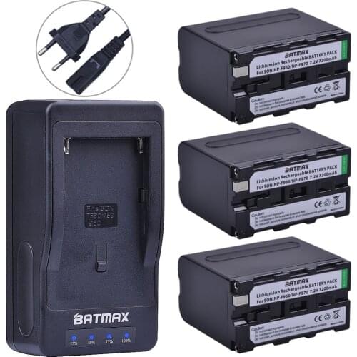 Batmax 3 x NP-F960Pro battery with LED Power Indicators + LED Ultra Fast Charger for for Sony NP-F960 NP-F970 NP-F750 NP-F770