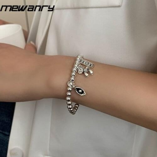 Mewanry 925 Sterling Silver Immediately Have Money Fortune Silver Bead Bracelet for Women Vintage Simple Party Jewelry Gifts
