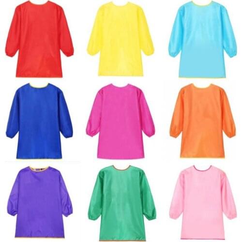 Children Aprons Bib Dress Clothes Baby Waterproof Long Sleeve Smock Kids Eating Meal Painting Burp Cloths 7 color SN3772