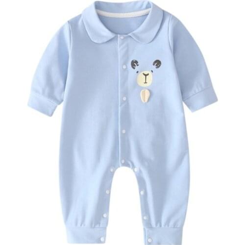 Baby Boy Girl Rompers Turn-down Collar Infant Newborn Cotton Clothes Spring Autumn Jumpsuit For 0-2Y Toddlers Bebe Outfits