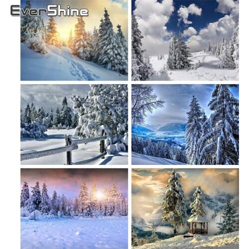 Evershine Diamond Painting Scenery Winter Cross Stitch Diamond Embroidery Landscape Snow Mosaic Crystal Painting Home Decoration