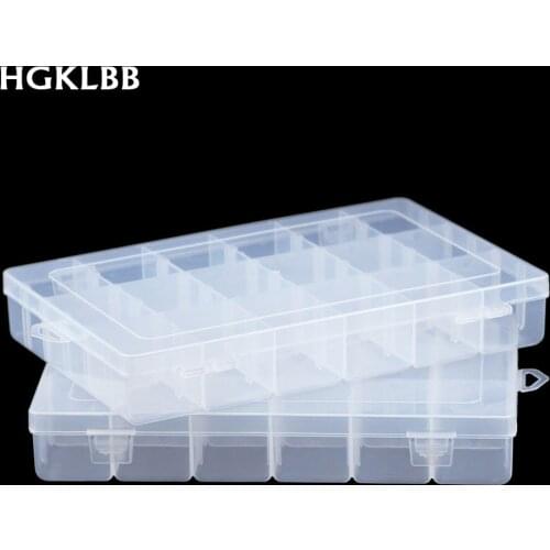 HGKLBB Adjustable 16 Slots Plastic big Storage Box packaging transparent Jewelry box Craft Case Organizer DIY Beads Gift Boxes