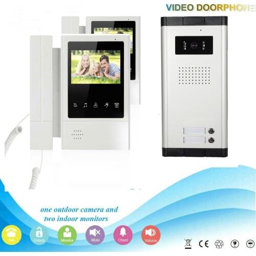 SmartYIBA 2 Units Apartment Video Intercom Kits Wired IR Night VisionCamera Video Door Phone Doorbell Camera for 2 Households