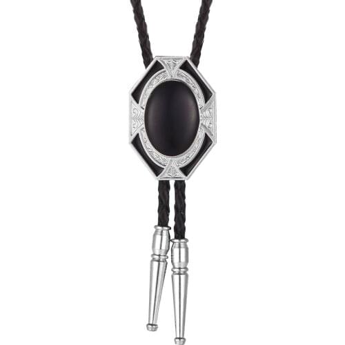 Western United States cowboy bolo tie wedding accessories bow tie natural gem hexagon zinc alloy leather collar rope