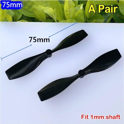 A Pair 75mm Blade Propeller Prop Blade CW+CCW Fit Shaft Diameter 1mm Fr RC Quadcopter Drone Coreless Motor N30 Toy Plane Model