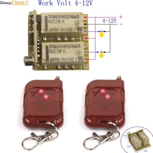 Micro ON OFF 5V 9V 12V RF 2CH Wireless Control Switch Module 4V-12V NO COM NC Relay Receiver + Transmitter Contact 433/315MHz