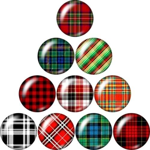 Fashion Plaid patterns Geometric patterns 10pcs 12mm/16mm/18mm/25mm Round photo glass cabochon demo flat back Making findings