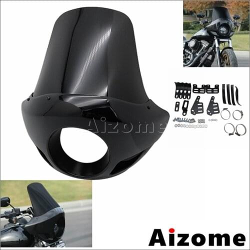 Motorcycle 5.75" Headlight Front Fairing W/11" Windshieldscreen Universal 35-49mm Fork For Harley Touring Sportster XL 883 1200