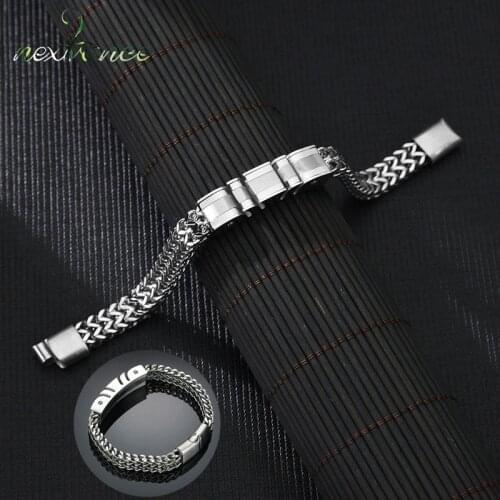 Nextvance Men Bracelt Stainless Steel Bracelets Double Edit Square Keel Bracelet Bangle Father Boyfriend Lover Jewelry Gift