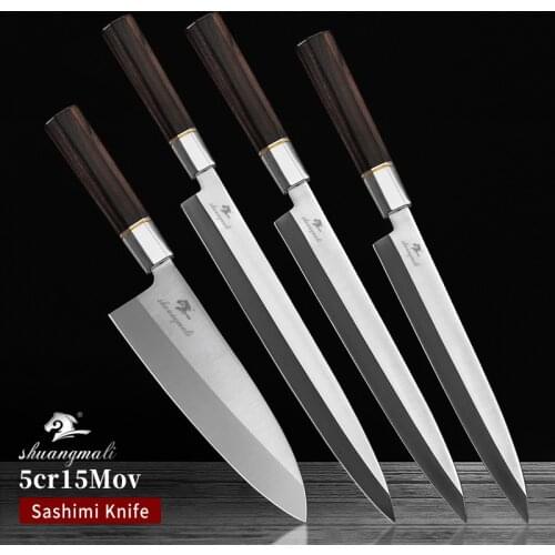 4Pcs Japanese Filleting Knives Set High Carbon 5CR15 Steel Chef Sashimi Knife Cutting Salmon Deba Slicing Fish Sushi Knives Set