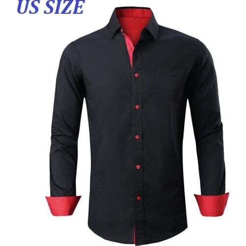 US Size 100% Cotton Mens Dress Shirts Long Sleeve Formal Shirt Men Social Business Shirts Camisa Masculin Chemise Homme TS-523