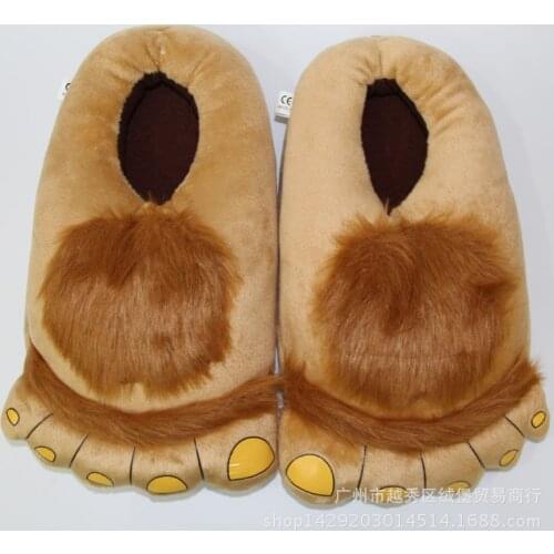 New Winter Indoor Slippers Plush Home Shoes Women Men Children Funny Paw Slippers for Christmas Monster Dinosaur Claw Plush Home