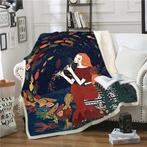 3D Blanket Plush Thick Couch Quilt Cover Travel Blanket Beauty Girls Colorful Throw Blanket Bedspread For Adults