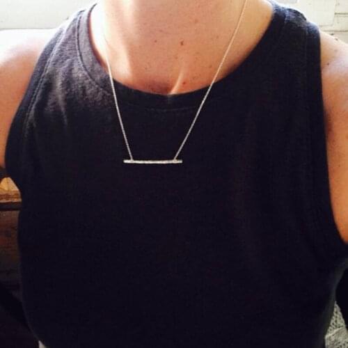 925 Silver Hammered Bar Necklace Handmade Jewelry Gold Filled Choker Pendants Collier Femme Kolye Collares Boho Womens Necklaces