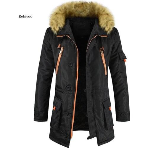 Winter Jacket Men Parka Coat Brand Padded Artificial Fur Medium-Long Thick Parkas Snowjacket Coat Warm Clothing