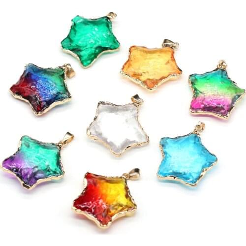 Natural Stone Pendants Reiki Heal 7 Chakras Star Shape Crystal for Trendy Jewelry Making DIY Amulet Necklace Earrings Gifts