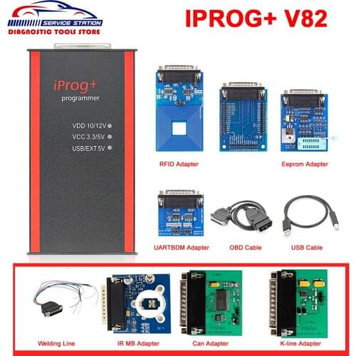 IPROG+ Iprog Programmer V82 Support 2019 Year 3in1 IMMO + Mileage Correction + Airbag Reset With K Line/CAN BUS/MB IR Adapters