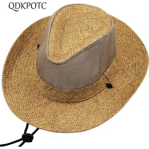 QDKPOTC 2019 Spring Summer New Men Women Large Eaves Sun Hats Sunscreen Cotton Linen Straw Hat Outdoor Sports Beach Shade Cap