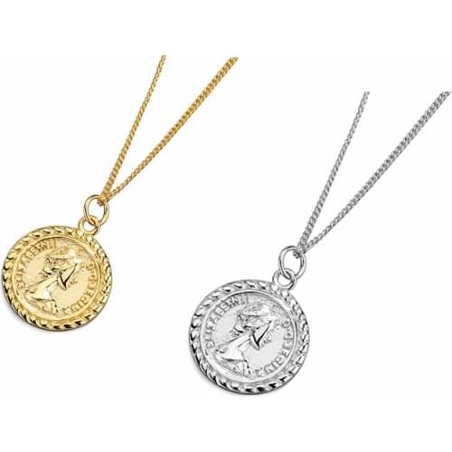 925 Silver Chain Necklaces European and American Fashion Retro Coin Pendant Necklaces Jewelry