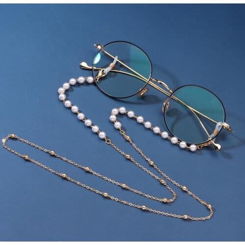 Straps Sunglasses With Chain Strap Beads Eyeglasses Mask Chains Gold Metal String for Glasses Cords Anti-lost Glasses Rope