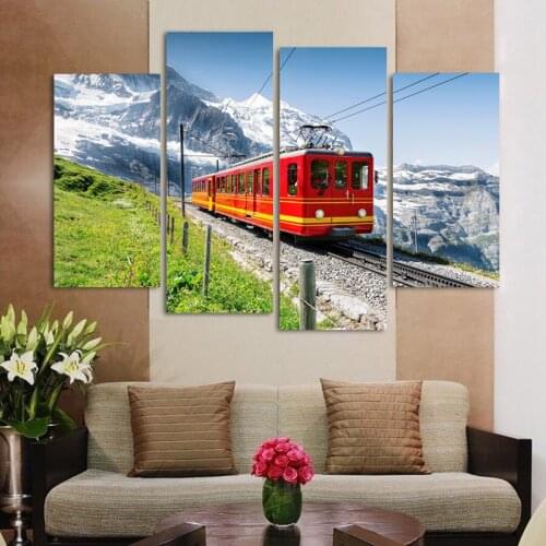 4 Piece Modern Wall Canvas Painting Iceberg Under The Train Home Decoration Art Picture Paint on Canvas Prints (Unframed)