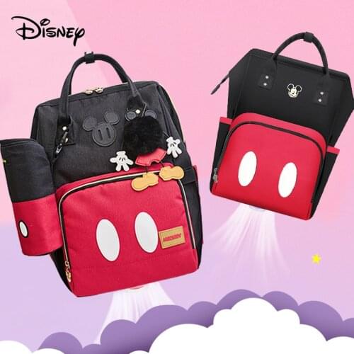 Disney USB Nappy Bags Mommy Pregnant Women Backpack Baby Stroller Bag Mickey Mouse Multifunction Large Capacity Travel Backpack