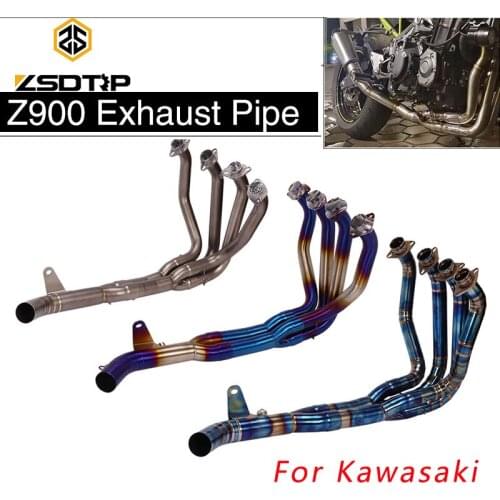 ZSDTRP Motorcycle Exhaust Middle Pipe Full System For Kawasaki Z900 Stainless Steel Titanium Alloy Exhaust Pipe For Kawasaki