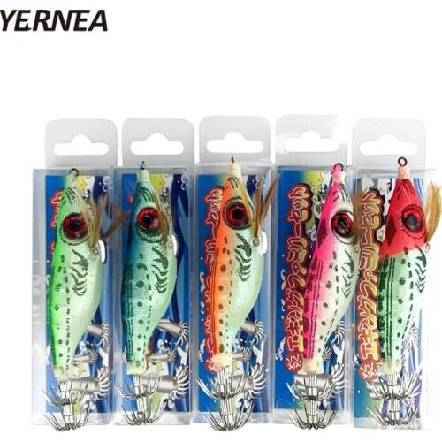 Yernea 5Pcs/Lot 10cm 3D Big Eye Fishing Lure Shrimp Squid Jig Cuttlefish Fishing Jig Lure By Noctilucent Cloth Artificial Bait