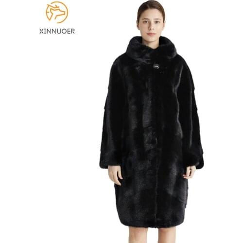 Womens mink coat natural fur leather real hair warm fashion slim ladies coat
