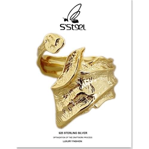SSTEEL Irregular Rings Sterling Silver 925 Gift For Women Minimalist Designer Personalized Open Ring Joyas De Plata Jewellery